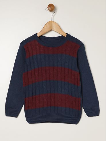 Blusão Tricot Infantil Para Menino - MARINHO/VINHO