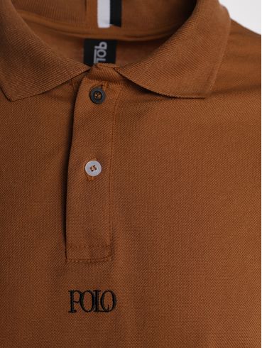 Polo Piquet Manga Longa Masculina CARAMELO