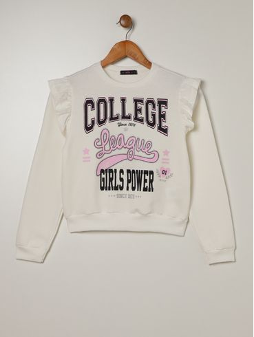 Moletom Vels Juvenil Para Menina - OFF WHITE