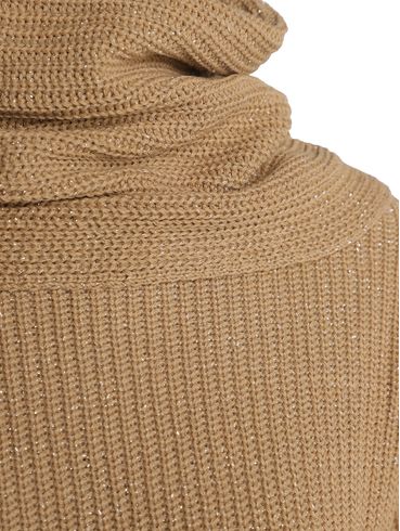 Blusão Tricot Gola Boba Feminino BEGE