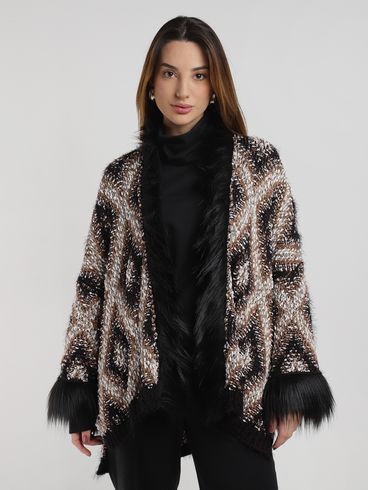 Poncho Jacquard Feminino CAFE