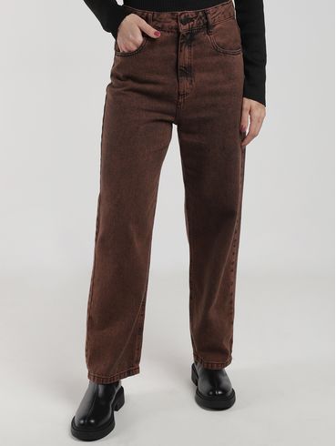 Calça Jeans Reta Marmorizada Autentique Feminina VERMELHO