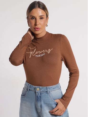 Blusa Molecotton Manga Longa Feminina MARROM