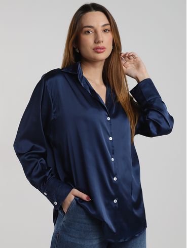 Camisa Acetinada Eagle Rock Feminina MARINHO