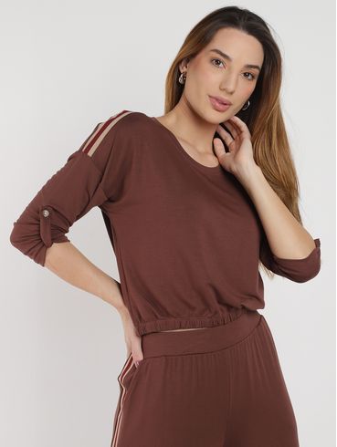 Blusa Manga 3/4 Autentique Feminina MARROM