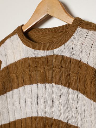Blusão Tricot Infantil Para Menino - MARROM/BEGE
