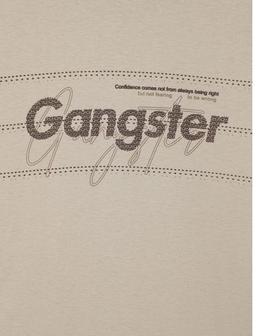 Camiseta Manga Longa Gangster Juvenil Para Menino- BEGE