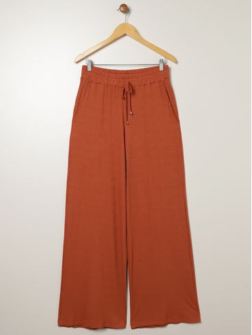 Calça Canelada Pantalona Autentique Feminina TELHA