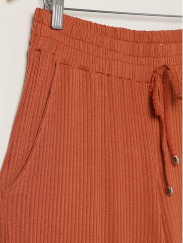 Calça Canelada Pantalona Autentique Feminina TELHA