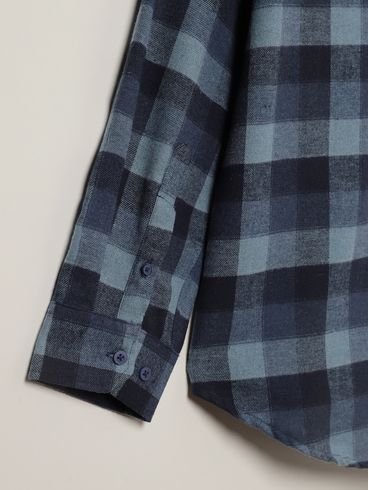 Camisa Xadrez  Manga Longa Plus Size Masculina AZUL