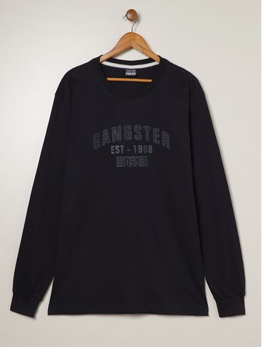 Camiseta Manga Longa Gangster Plus Size Masculina MARINHO