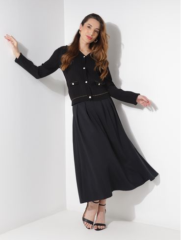 Saia Midi Autentique Feminina PRETO