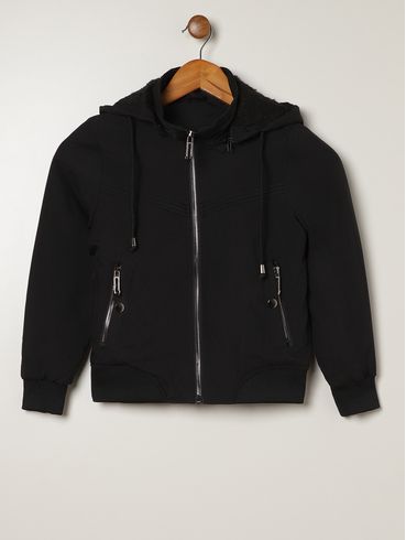 Casaco Parka Juvenil Para Menina - PRETO