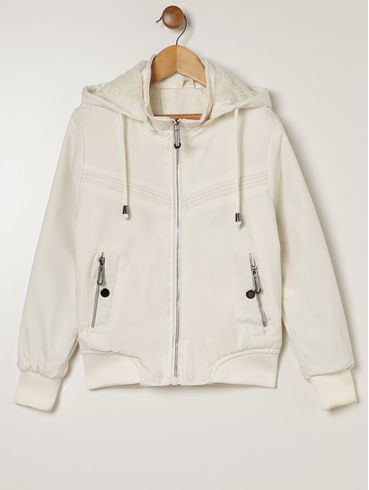 Casaco Parka Juvenil Para Menina - OFF WHITE