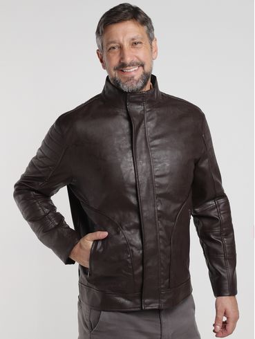 Jaqueta PU Vels Masculina MARROM