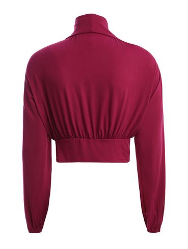 Blusa Cropped Manga Longa Feminina BORDO