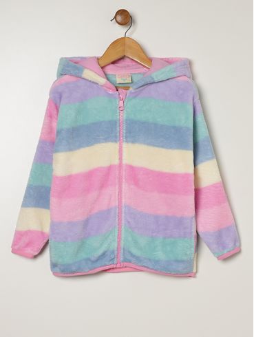 Jaqueta Moletom Infantil Para Menina - ROSA CLARO