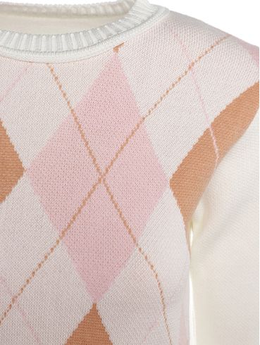 Blusão Tricot Xadrez Argyle Feminino BEGE