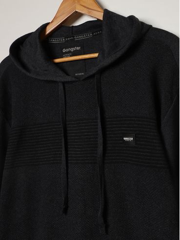 Blusão Tricot Capuz Gangster Plus Size Masculino GRAFITE
