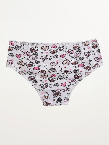 Calcinha Cotton Estampada Infantil Para Menina - BRANCO