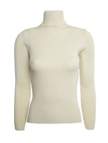 Blusa Tricot Manga Longa Gola Alta Feminina BEGE