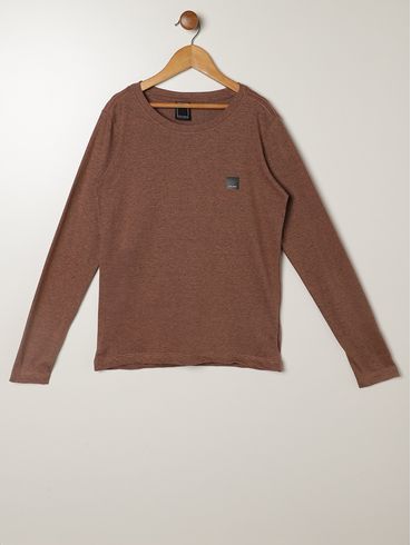 Camiseta Manga Longa Juvenil Para Menino - MARROM