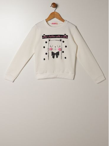 Moletom Infantil Para Menina - OFF WHITE