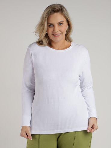 Blusa Manga Longa Autentique Plus Size Feminina BRANCO