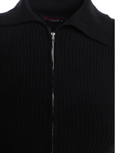 Blusa Tricot Gola Polo Feminina PRETO