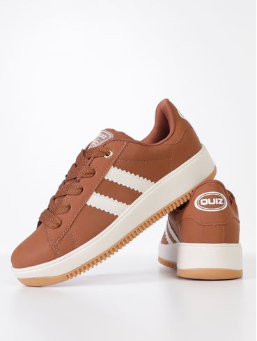 Tênis Casual Nobuck Caixa Alta Quiz Feminino CARAMELO/OFF WHITE