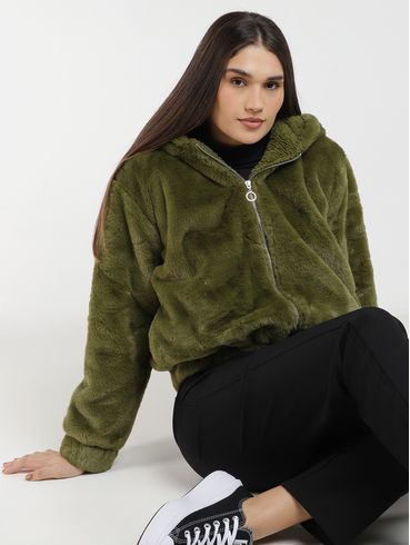 Jaqueta Pelos Sintéticos Autentique Feminina VERDE