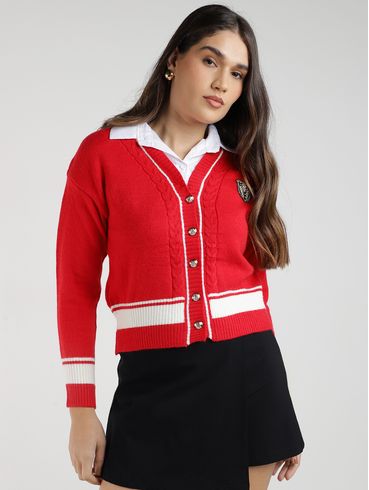 Casaqueto com Sobreposição Eagle Rock Feminino VERMELHO