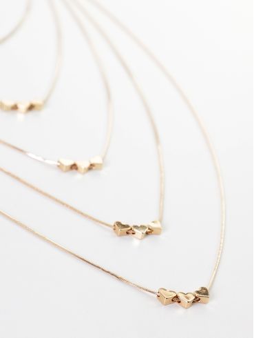 Colar Alongado De Coração DOURADO