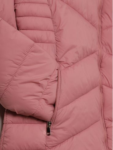 Jaqueta Puffer Nylon Forrada Plus Size Feminina ROSA CLARO