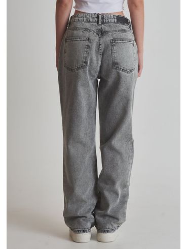 Calça jeans reta cintura alta com brilhos