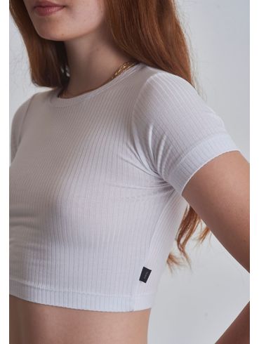 Cropped básico canelado branco