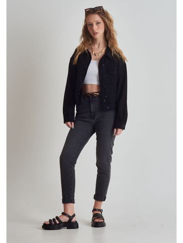 Calça jeans skinny cintura alta