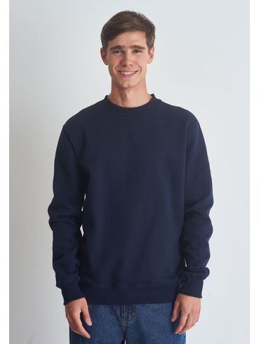 Moletom básico gola careca azul marinho