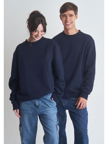 Moletom básico gola careca azul marinho