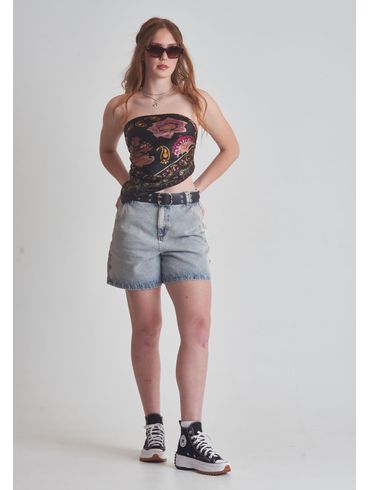 Bermuda jeans lavagem vintage