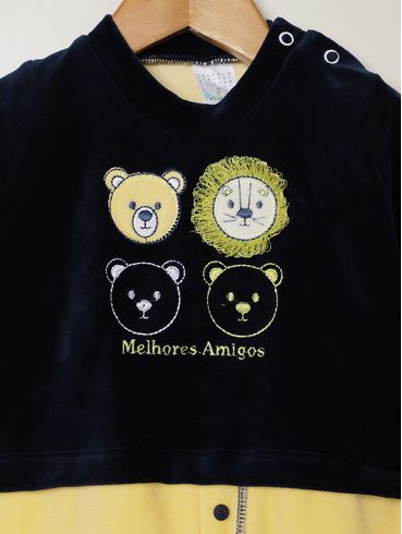 Macacão Plush Infantil Para Bebê - MARINHO