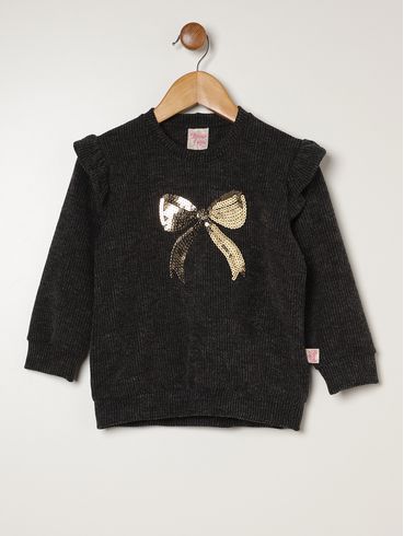 Blusão Tricot Infantil Para Menina - PRETO