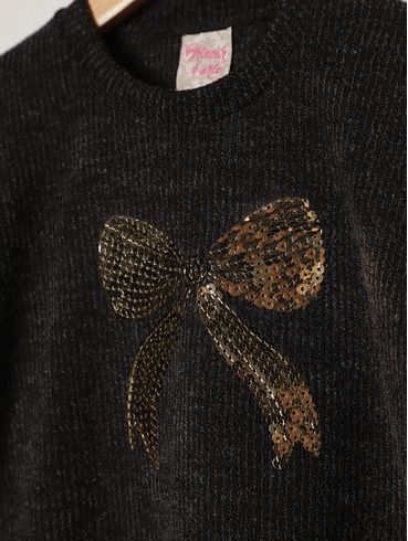Blusão Tricot Infantil Para Menina - PRETO