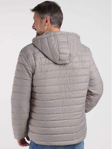 Jaqueta Puffer Com Capuz Masculina CINZA