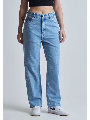 Calça jeans reta cintura alta