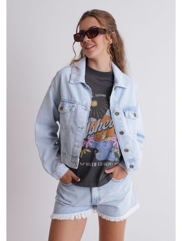 Jaqueta Jeans Cropped Blue Médio