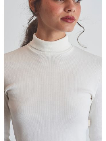 Cropped básico canelado manga longa off white