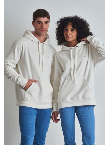 Moletom básico canguru com capuz off white