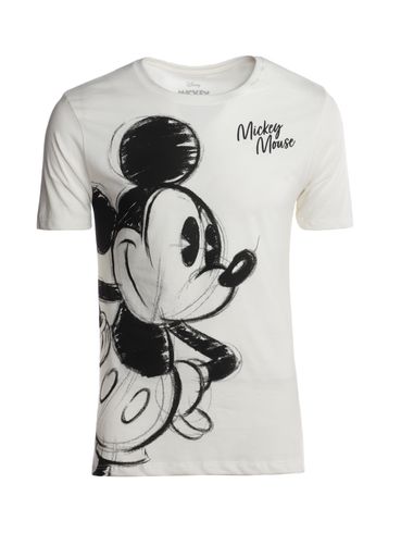 Camiseta Manga Curta Mickey Mouse Masculina OFF WHITE