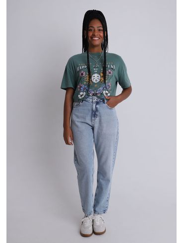 Calça jeans mom cintura alta